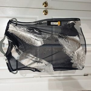 Donna Karan Brushstroke Print Sheer Top